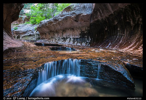 Cascades and pools, the Subway. Zion National Park (color)