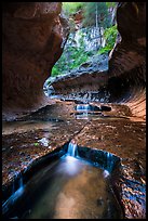 Water cascading over pools, the Subway. Zion National Park ( color)