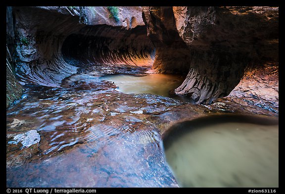 Downstream view of the Subway. Zion National Park (color)