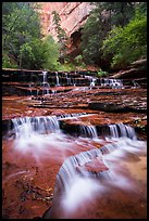 Left Fork flowing over travertine terraces in the spring. Zion National Park ( color)
