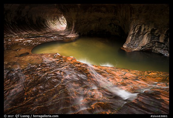 Clear stream flowing, the Subway. Zion National Park (color)