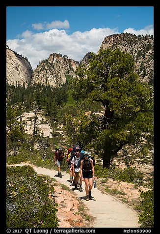 Backpackers on West Rim Trail. Zion National Park (color)