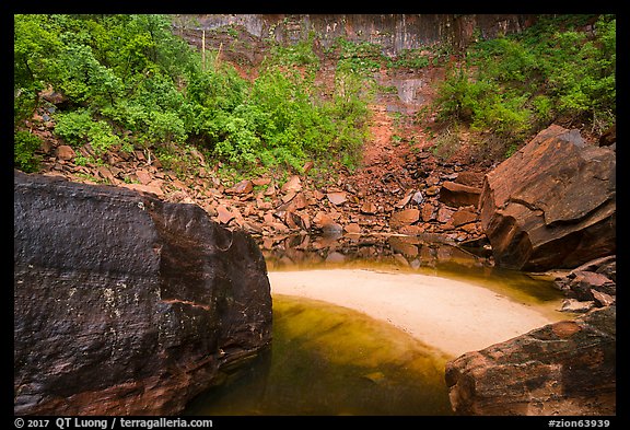 Sand crescent, Upper Emerald Pool. Zion National Park (color)