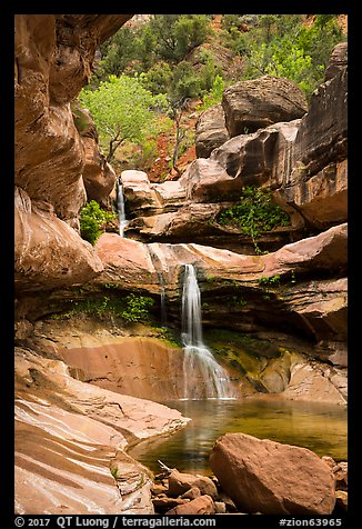 Pine Creek Falls in Pine Creek Canyon. Zion National Park (color)