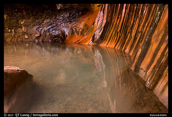 Pool and walls with striations, Pine Creek Canyon. Zion National Park (color)