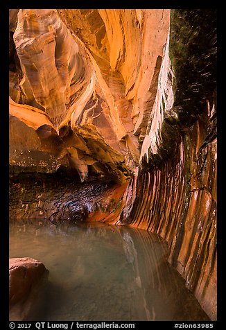 Room with striated walls, Pine Creek Canyon. Zion National Park (color)