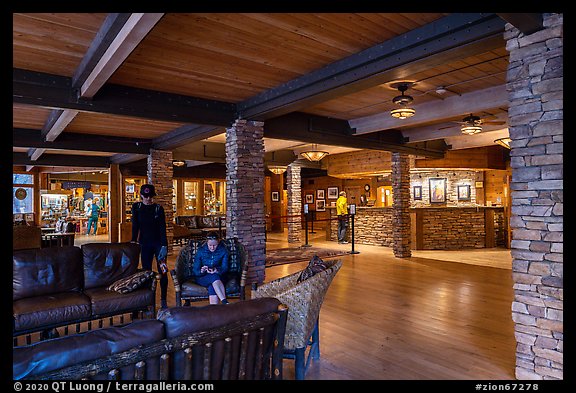 Main Lobby, Zion Lodge. Zion National Park, Utah, USA.