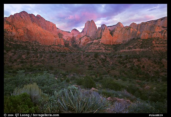 Panoramic view of Kolob Canyons at sunset. Zion National Park (color)