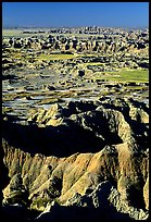 Badland ridges from Pinacles overlook, sunrise. Badlands National Park, South Dakota, USA.