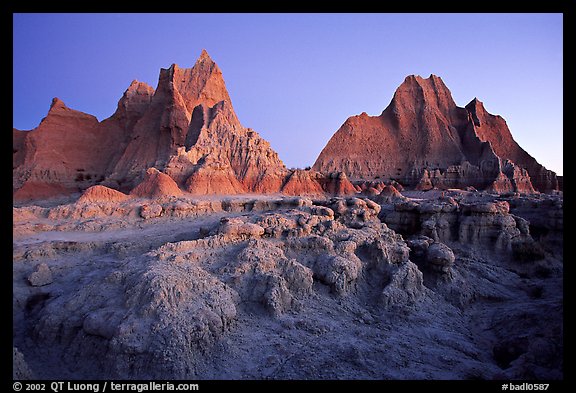 Erosion formations, Cedar Pass, dawn. Badlands National Park, South Dakota, USA.