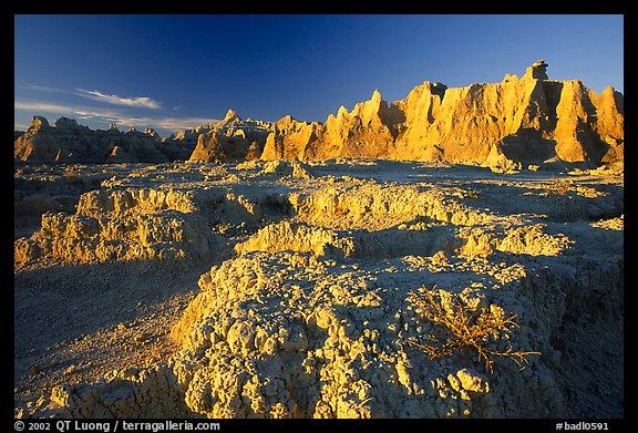 Erosion formations, Cedar Pass, sunrise. Badlands National Park (color)