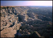 Basin of spires, pinacles, and deeply fluted gorges, Stronghold Unit. Badlands National Park ( color)