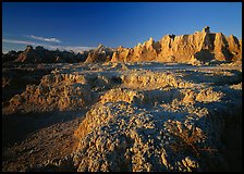 Erosion formations, Cedar Pass, sunrise. Badlands National Park ( color)