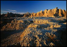 Eroded badlands, Cedar Pass, sunrise. Badlands National Park ( color)