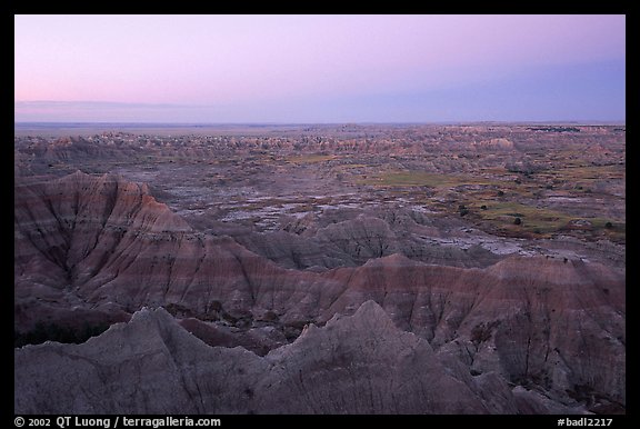 View from Pinacles overlook, dawn. Badlands National Park (color)