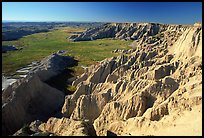 Prairie between badlands at Burns Basin overlook. Badlands National Park, South Dakota, USA.