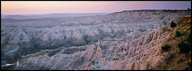 Badlands scenery at dawn. Badlands National Park (Panoramic color)