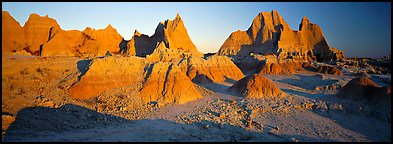 Badlands landscape, early morning. Badlands National Park (Panoramic color)