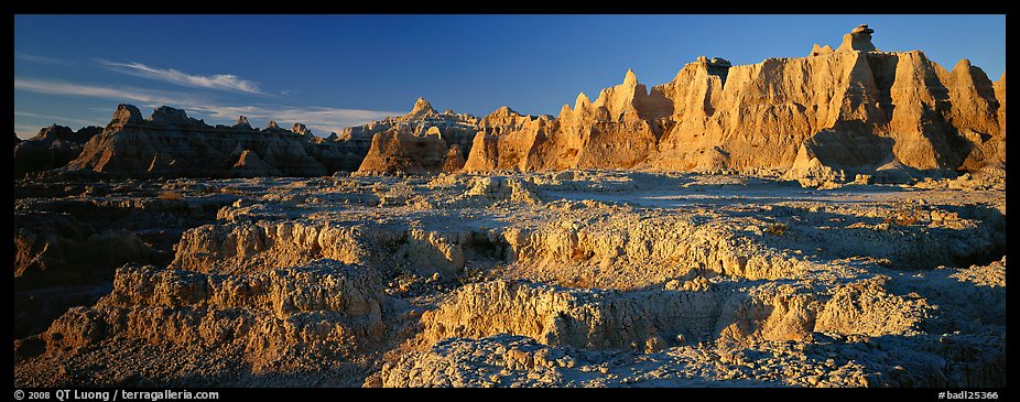 Badlands towers and pinacles, early morning. Badlands National Park (color)