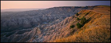 Badlands panorama seen from prairie edge, Stronghold Unit. Badlands National Park, South Dakota, USA.