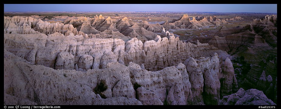 Eroded badland scenery at dusk. Badlands National Park (color)