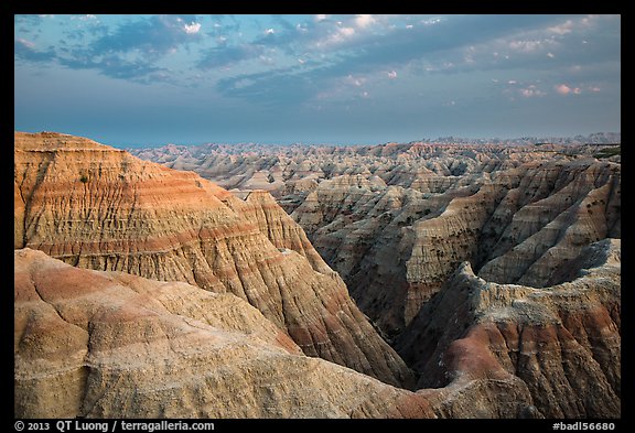 View from Big Badlands Overlook at sunset. Badlands National Park, South Dakota, USA.