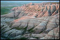 Badlands with colorful stripes at sunrise. Badlands National Park ( color)