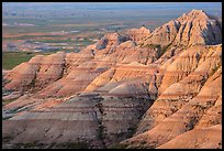 Eroded sedimentary rock layers at sunrise. Badlands National Park ( color)