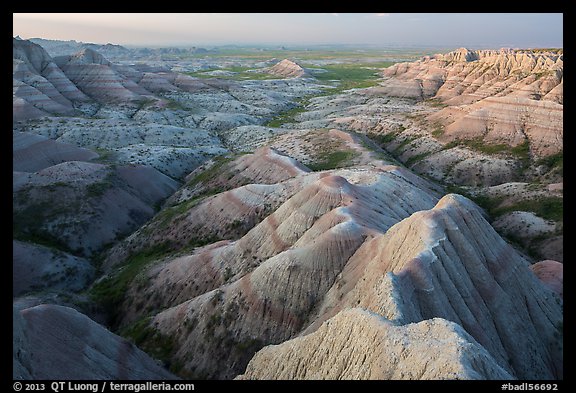 Badlands landscape from above at Panorama Point. Badlands National Park, South Dakota, USA.