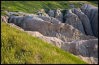 Badlands beneath mixed grass prairie plateau. Badlands National Park ( color)