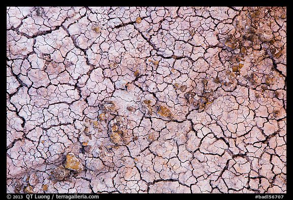 Rocks and mud cracks. Badlands National Park, South Dakota, USA.