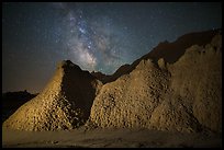 Badlands and Milky Way. Badlands National Park, South Dakota, USA.