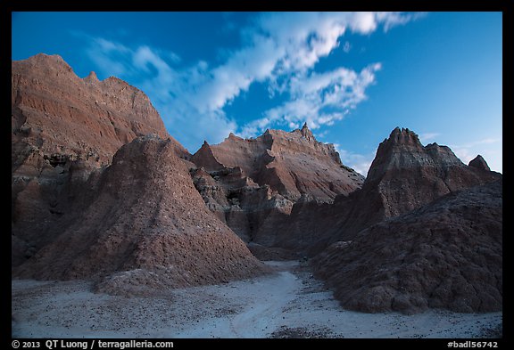 Peaks of Brule Formation at dawn. Badlands National Park (color)