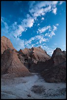 Rugged peaks at dawn. Badlands National Park, South Dakota, USA. (color)