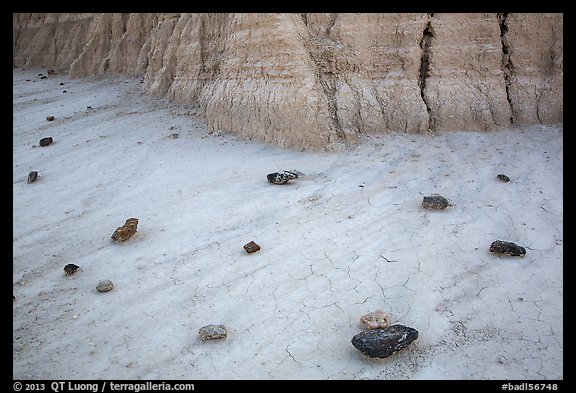 Rocks and clay. Badlands National Park, South Dakota, USA.