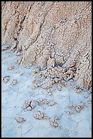 Close-up of base of butte with falling mudstone. Badlands National Park, South Dakota, USA. (color)