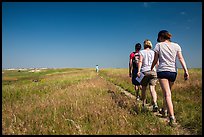 Hikers on Medicine Root Trail. Badlands National Park ( color)