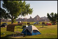 Tent camping. Badlands National Park, South Dakota, USA. (color)