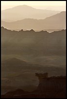 Ridges of the Stronghold table in the southern unit, sunrise. Badlands National Park, South Dakota, USA. (color)