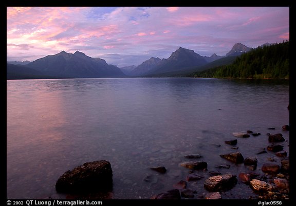 Lake McDonald at sunset. Glacier National Park, Montana, USA.