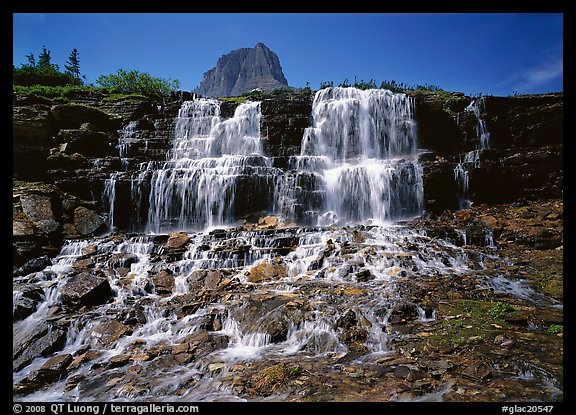 Waterfall at hanging gardens, Logan pass. Glacier National Park (color)