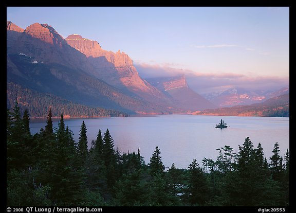 St Mary Lake and Wild Goose Island, sunrise. Glacier National Park (color)