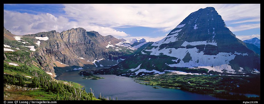 Alpine lake and triangular peak. Glacier National Park (color)