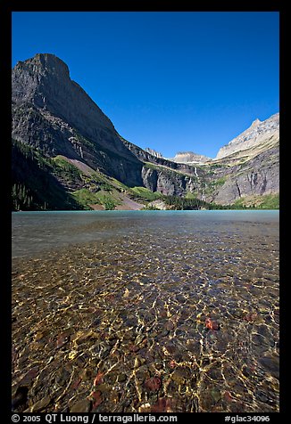 Pebbles, Grinnell Lake and Angel Wing, morning. Glacier National Park (color)