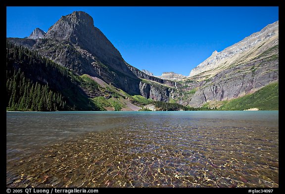 Pebbles in Grinnell Lake, Angel Wing, and the Garden Wall. Glacier National Park (color)