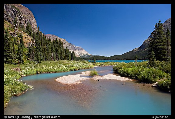 Stream at the head of Josephine Lake. Glacier National Park (color)