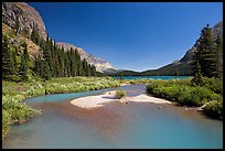 Stream at the head of Josephine Lake. Glacier National Park, Montana, USA.