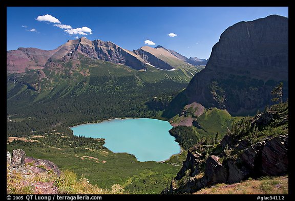 Grinnell Lake, Angel Wing, and Allen Mountain, afternoon. Glacier National Park, Montana, USA.