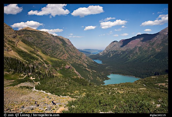 Many Glacier Valley with Grinnell Lake and Josephine Lake. Glacier National Park (color)