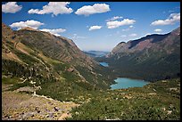 Many Glacier Valley with Grinnell Lake and Josephine Lake. Glacier National Park, Montana, USA.